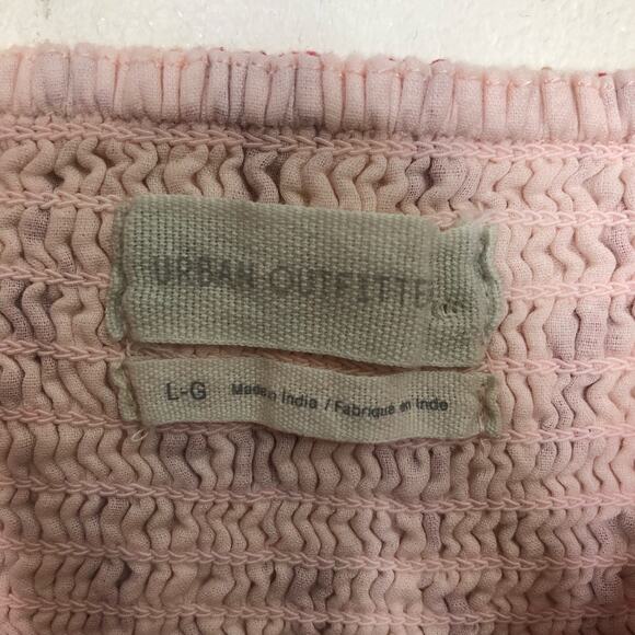 Urban Outfitters Puff Sleeve Cotton Mini Dress Fan Floral Pink Red Large - Picture 4 of 9